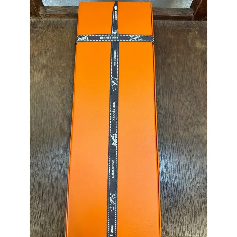 New Unused HERMES Neck Tie yellow 100%Silk With Box Made in France